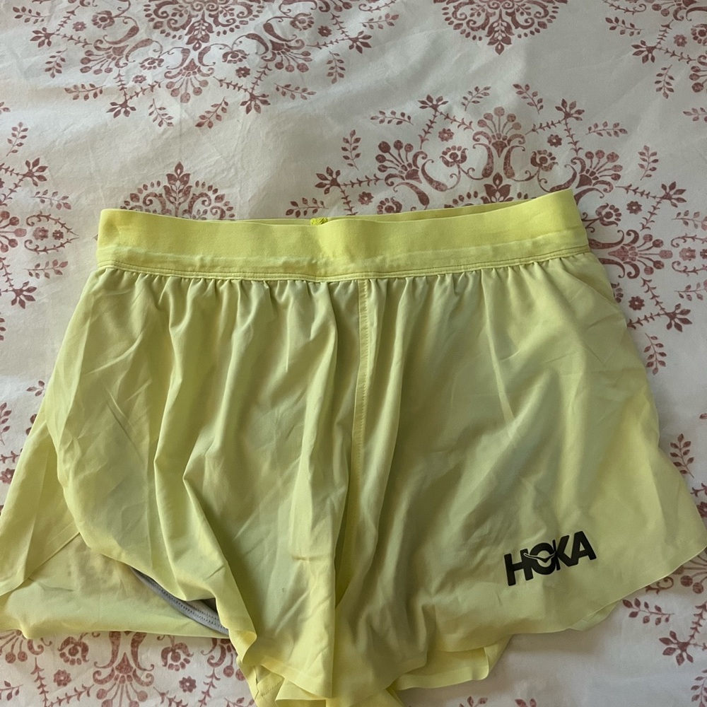 Hoka One One Neon Yellow Athletic Shorts